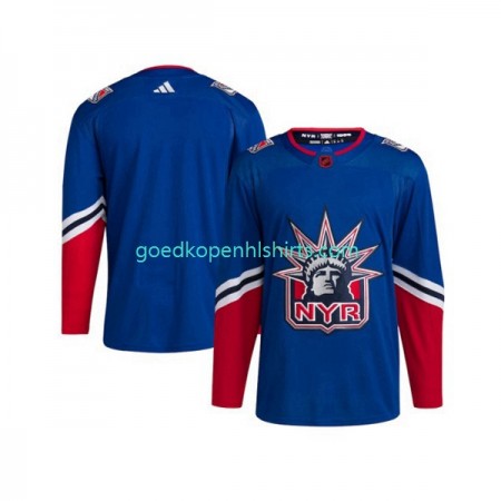 New York Rangers Blank Adidas 2022-2023 Reverse Retro Blauw Authentic Shirt - Mannen